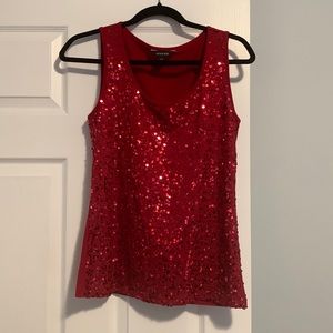 Red sequin tank top